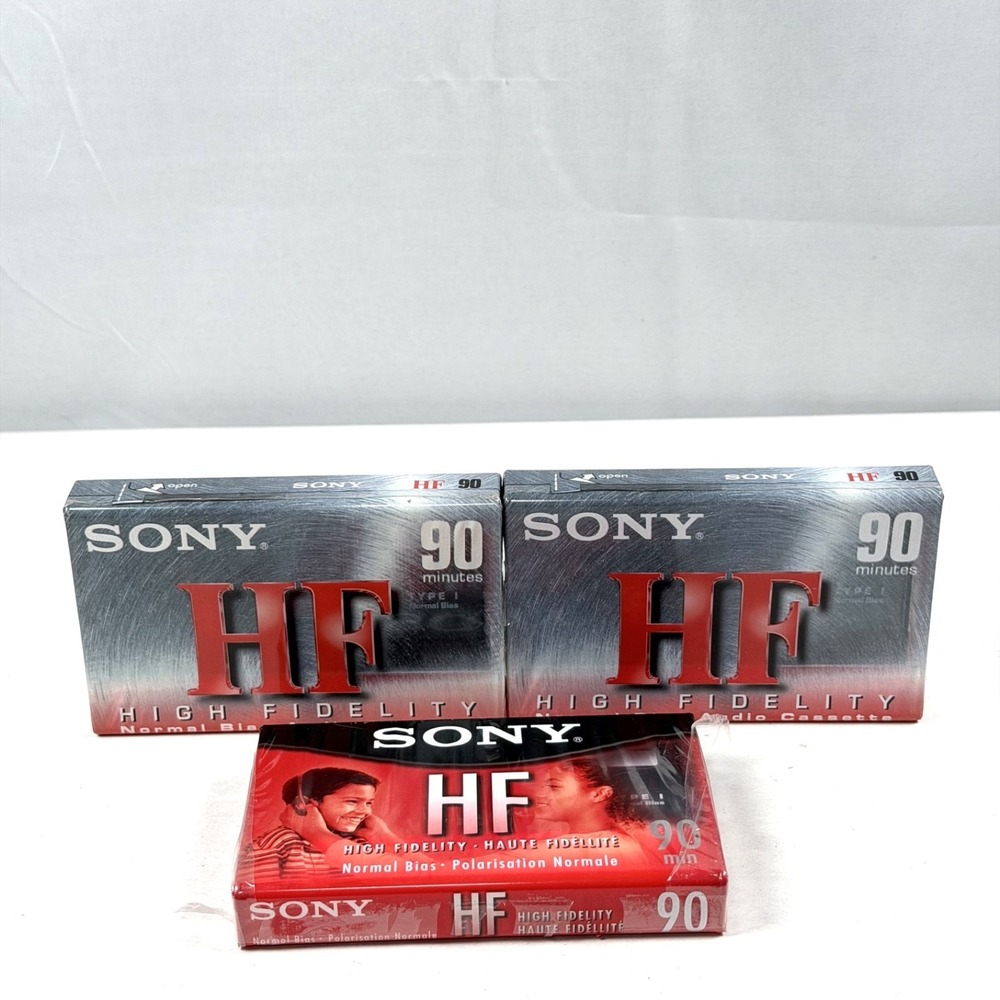 Lot of 3 Sony HF 90 High Fidelity Normal Bias Cassette 90min C-90HFC NEW Sealed